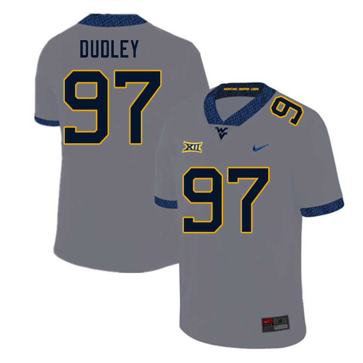 Men #97 Brayden Dudley West Virginia Mountaineers College Football Jerseys Sale-Gray